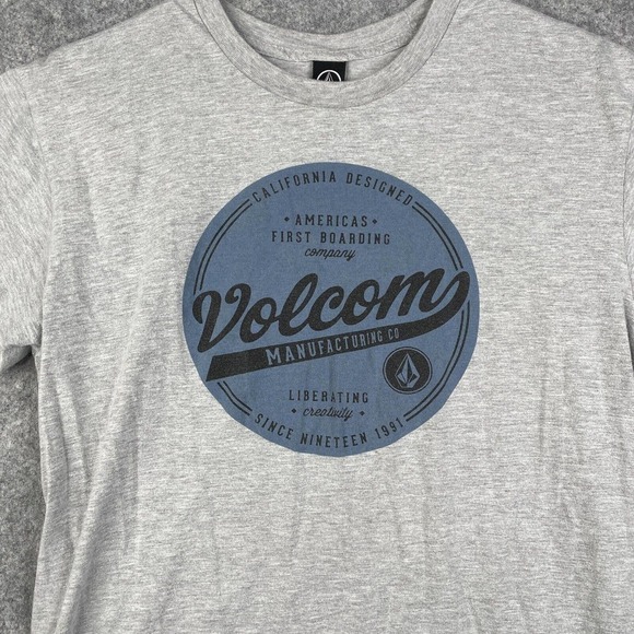 Volcom T Shirt Men's Size Medium Gray Logo Crewneck Short Sleeve Surfer Skate - Picture 2 of 9